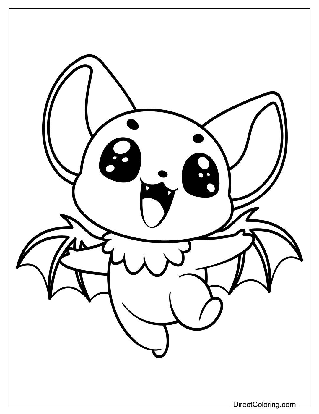 Happy Bat Coloring To Print